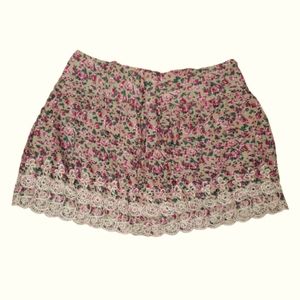 Rachael & Chloe Pink Rose Flower Lace Mini Skirt 100% Cotton Medium